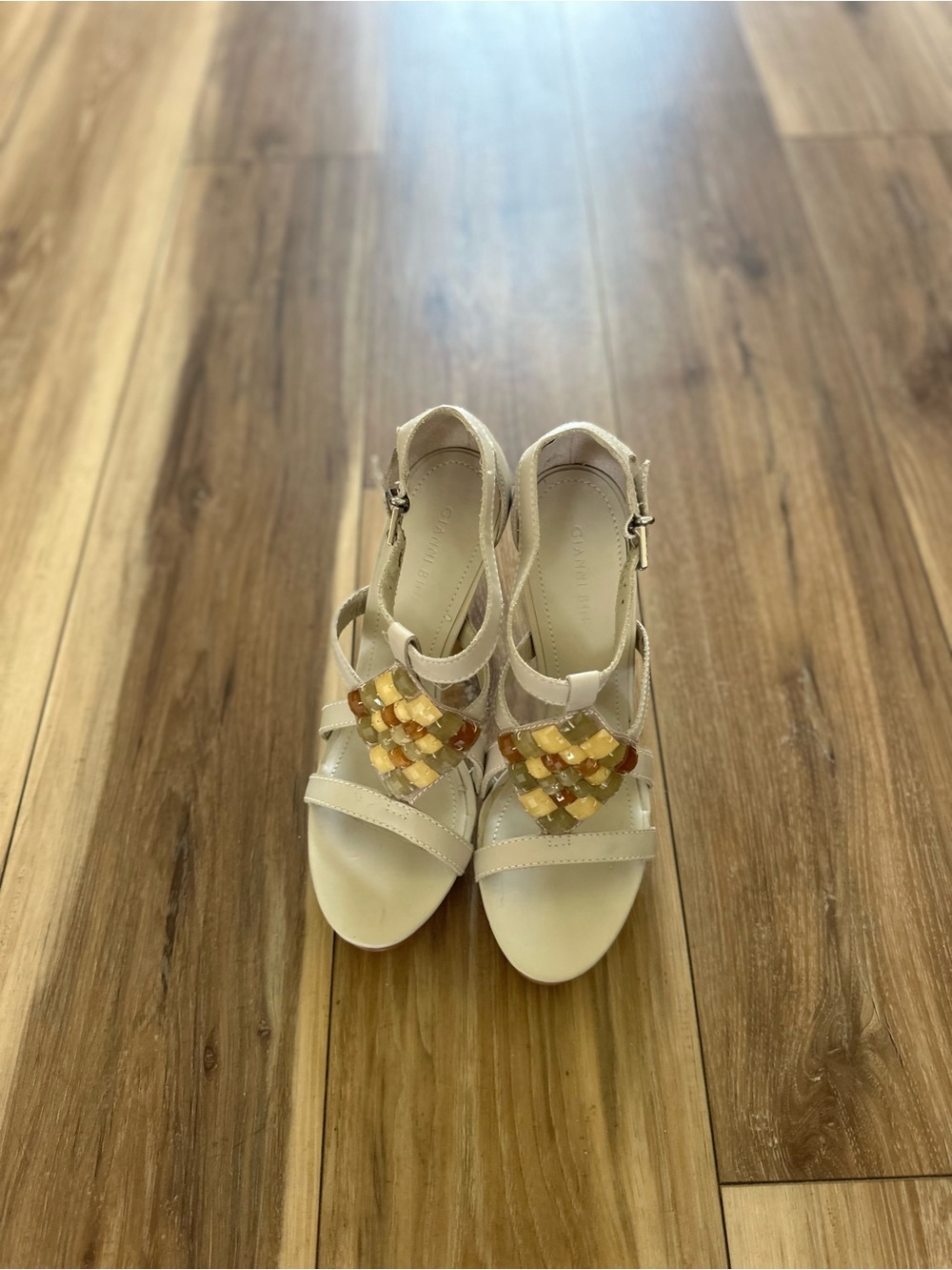 Gianni Bini Women's Cream Beaded natal heels size 10M